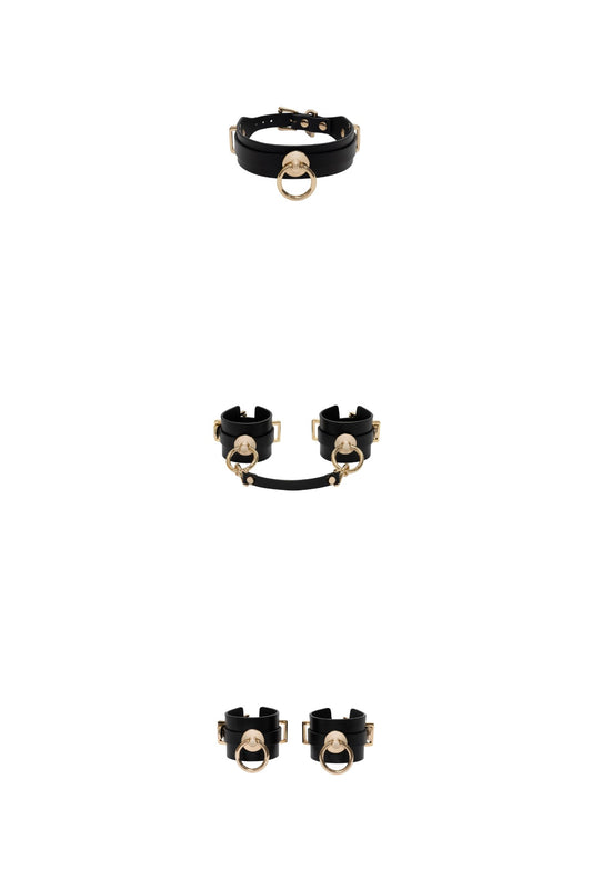 Le Trio — Choker + Menottes en cuir + Chevillères "Sensual"